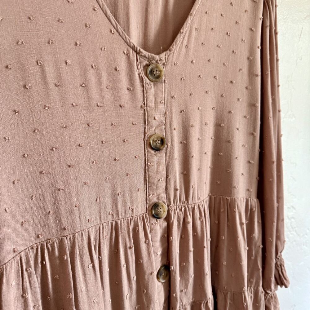 Anthropologie By the River Size Large Dress - Tan Brown Tiered Eyelet Buttoned - Picture 3 of 10